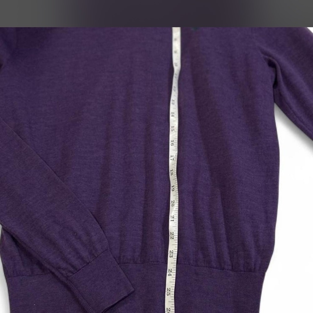 Polo Ralph Lauren Purple 100% Merino Wool Lightweight V-neck Sweater Medium - Picture 5 of 7